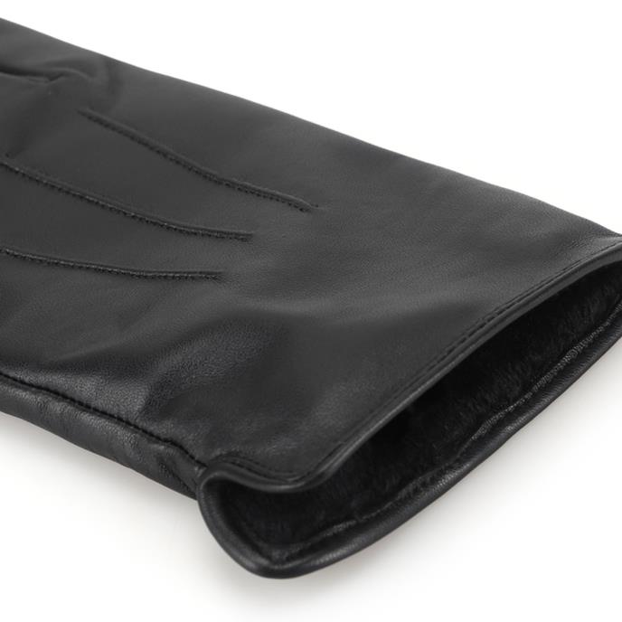Isotoner® Mens Smartouch™ Water Repellent 3 Point Leather Gloves  Black Extra Image 5
